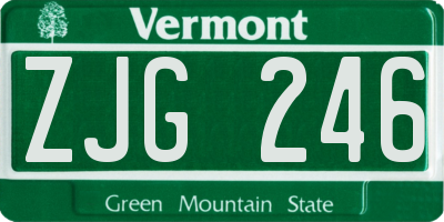 VT license plate ZJG246