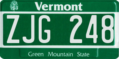 VT license plate ZJG248