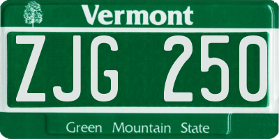 VT license plate ZJG250