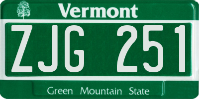 VT license plate ZJG251