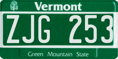 VT license plate ZJG253