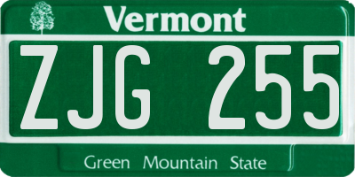 VT license plate ZJG255