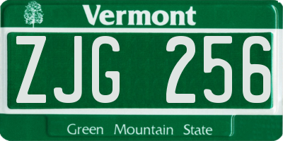VT license plate ZJG256