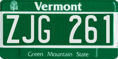 VT license plate ZJG261