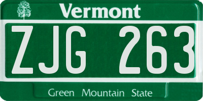 VT license plate ZJG263
