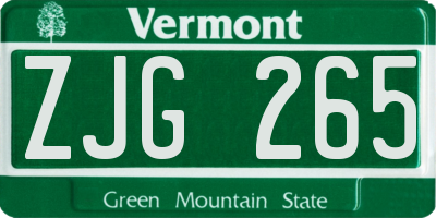 VT license plate ZJG265