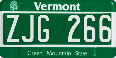 VT license plate ZJG266