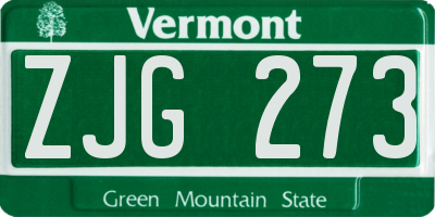 VT license plate ZJG273