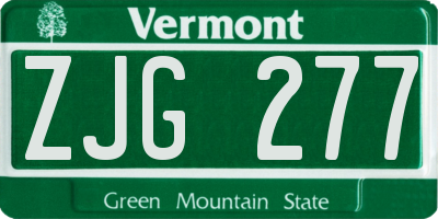 VT license plate ZJG277
