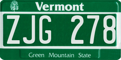 VT license plate ZJG278