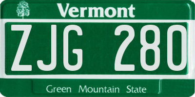 VT license plate ZJG280