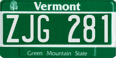 VT license plate ZJG281