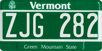 VT license plate ZJG282
