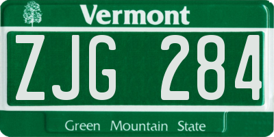 VT license plate ZJG284