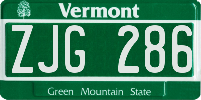 VT license plate ZJG286