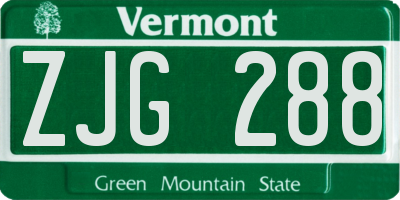 VT license plate ZJG288