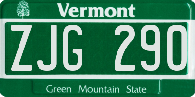 VT license plate ZJG290