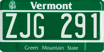 VT license plate ZJG291