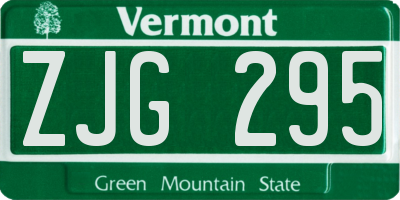 VT license plate ZJG295