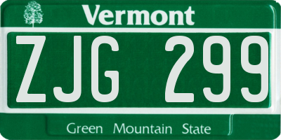 VT license plate ZJG299
