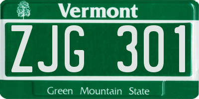 VT license plate ZJG301