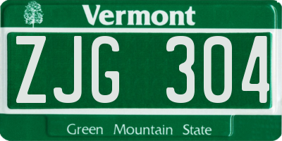 VT license plate ZJG304