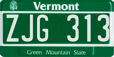 VT license plate ZJG313