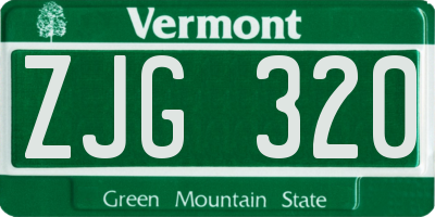 VT license plate ZJG320