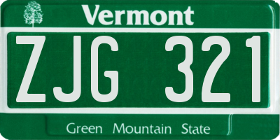 VT license plate ZJG321