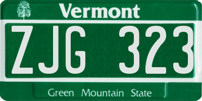 VT license plate ZJG323