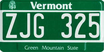 VT license plate ZJG325