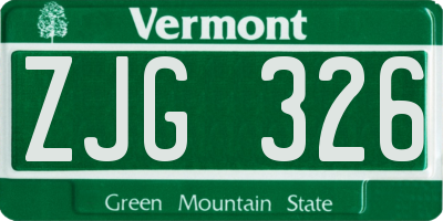 VT license plate ZJG326