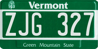 VT license plate ZJG327