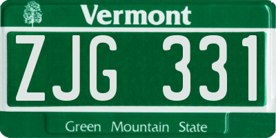 VT license plate ZJG331