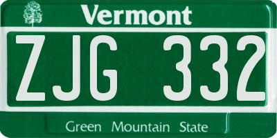 VT license plate ZJG332