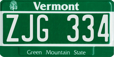 VT license plate ZJG334