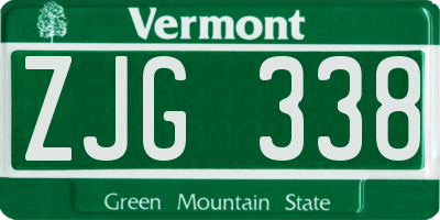 VT license plate ZJG338