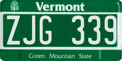 VT license plate ZJG339