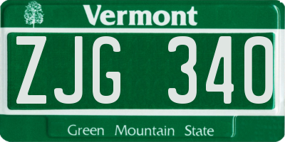 VT license plate ZJG340