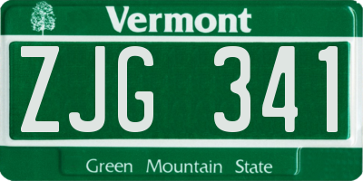 VT license plate ZJG341
