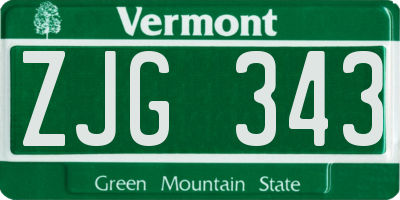 VT license plate ZJG343