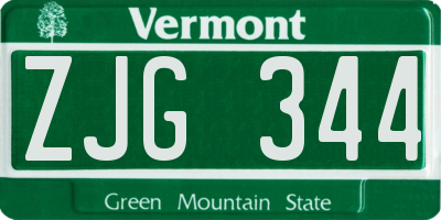 VT license plate ZJG344
