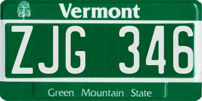 VT license plate ZJG346