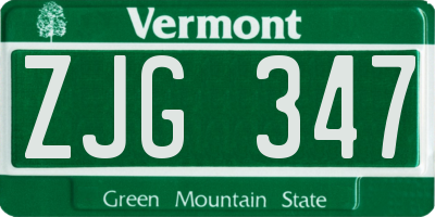 VT license plate ZJG347