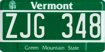VT license plate ZJG348