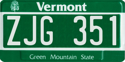 VT license plate ZJG351
