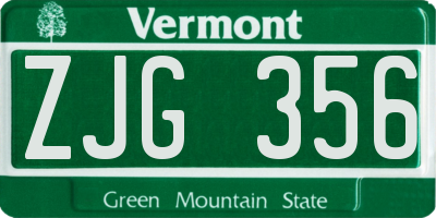VT license plate ZJG356
