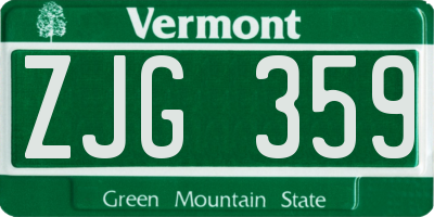 VT license plate ZJG359