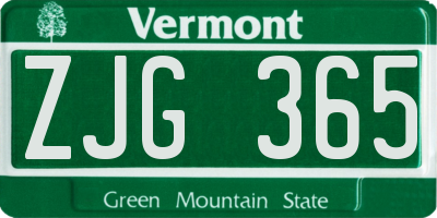 VT license plate ZJG365