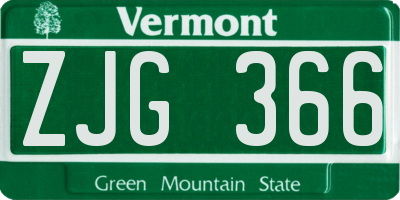 VT license plate ZJG366